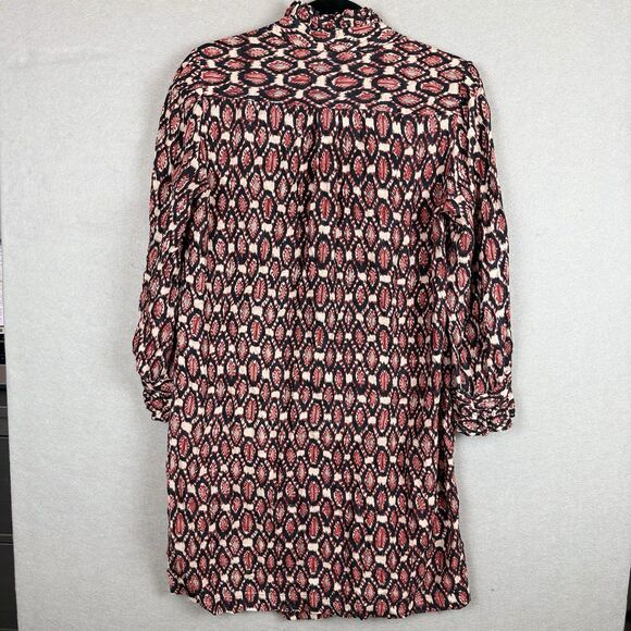 Isabel Marant red black geometric silk dress ruffled collar Size 3 *damaged read - Picture 7 of 7
